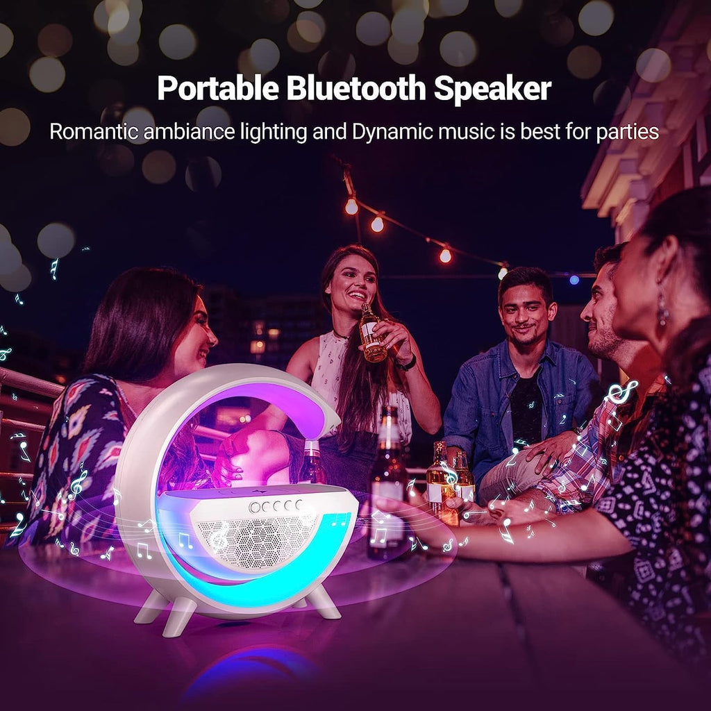 Melbon Portible G Shape Bluetooth Wireless LED Speaker with USB Port, SD Card Slot, RGB ModE Fancy Light