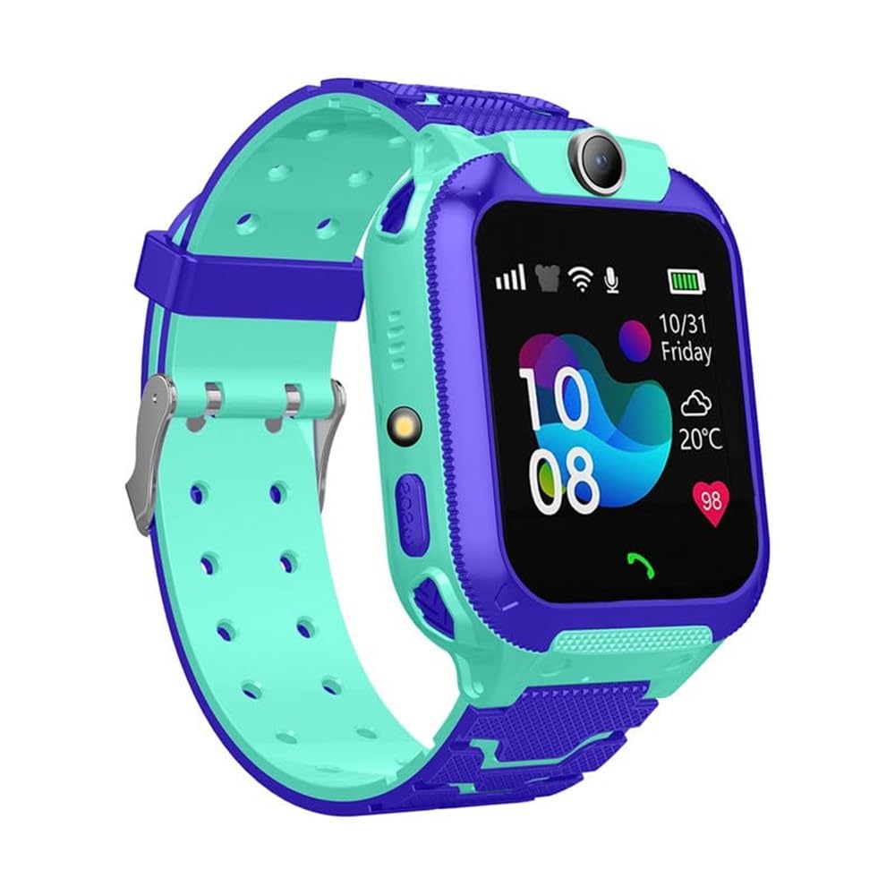 PunnkFunnk Kids Smartwatch LBS Location Tracking Voice Calling Remote Monitoring Geo-Fencing Function Smart Watch-Blue