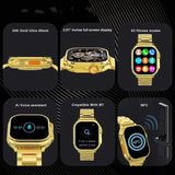Melbon S9 Bluetooth Calling Smart Watch 1.9" AMOLED  Display Golden Strap Smartwatch for Women & Girls