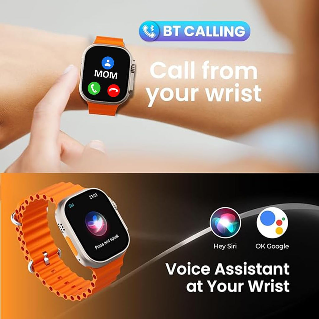 Melbon T800 Smart Watch 1.83" HD Display Bluetooth Calling Multi Sports Mode Smartwatch for Men & Women-Orange