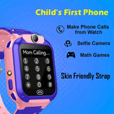 PunnkFunnk Kids Smartwatch LBS Location Tracking Voice Calling Remote Monitoring Geo-Fencing Function Smart Watch-Pink