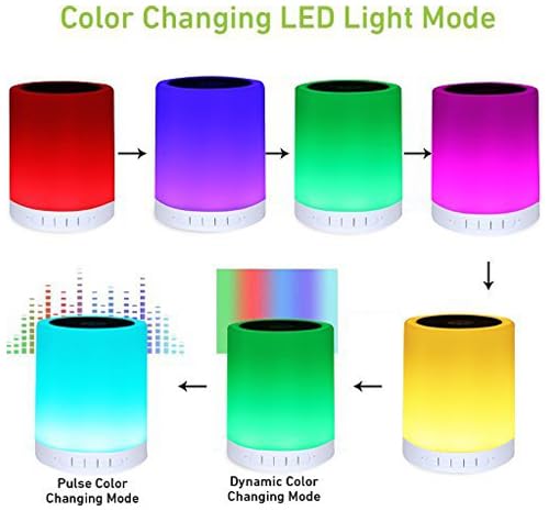 MELBON Touch Bedside Lamp with Bluetooth Speaker, Table Night Light 3 Touch Dimmable Modes and 7 Colors to Switch, Birthday Gift for Women Men Teens Kids