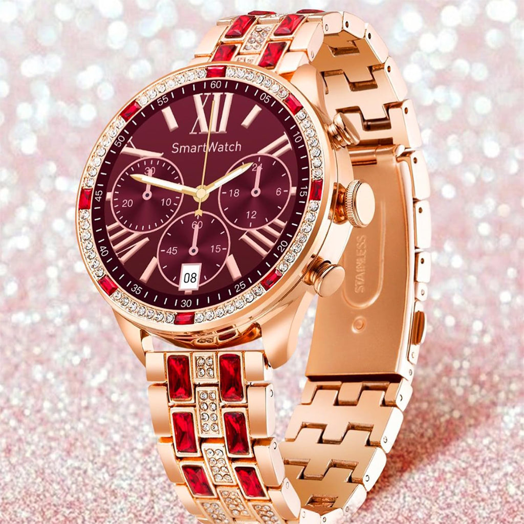 Melbon GEN 12 Smart Watch Bluetooth Calling, 1.3" AMOLED Display Smartwatch for Women & Girls-Red