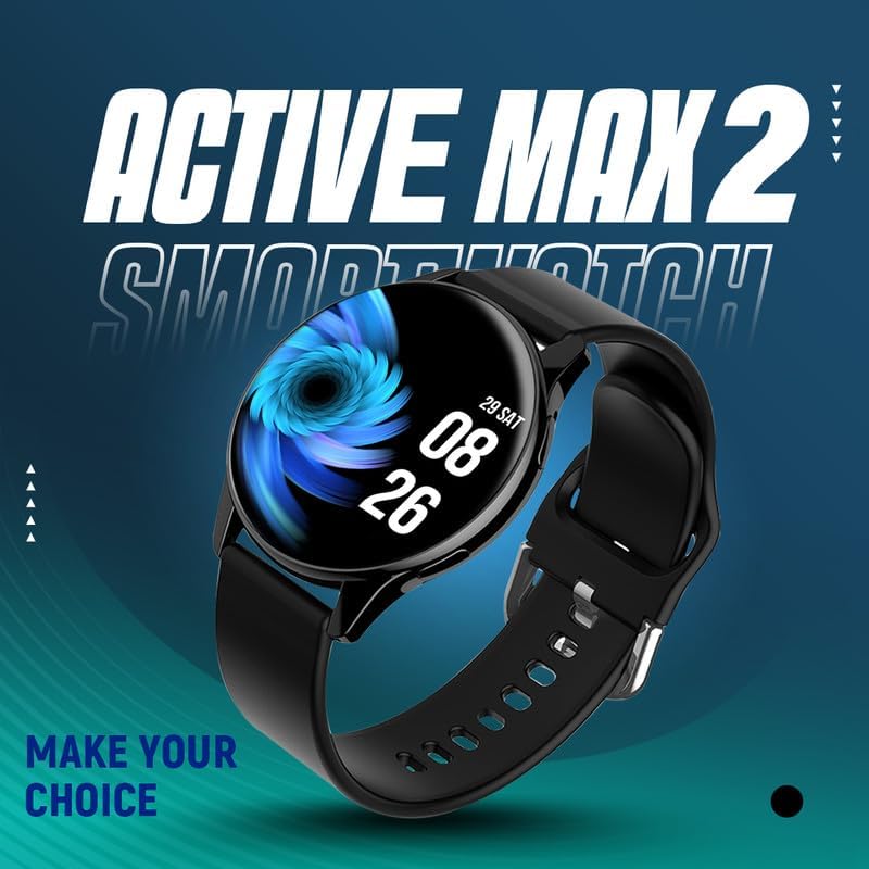 Melbon Active 2 Smart Watch 1.3" Screen 360*360 AMOLED Display Bluetooth Calling Touch Smartwatch-Black
