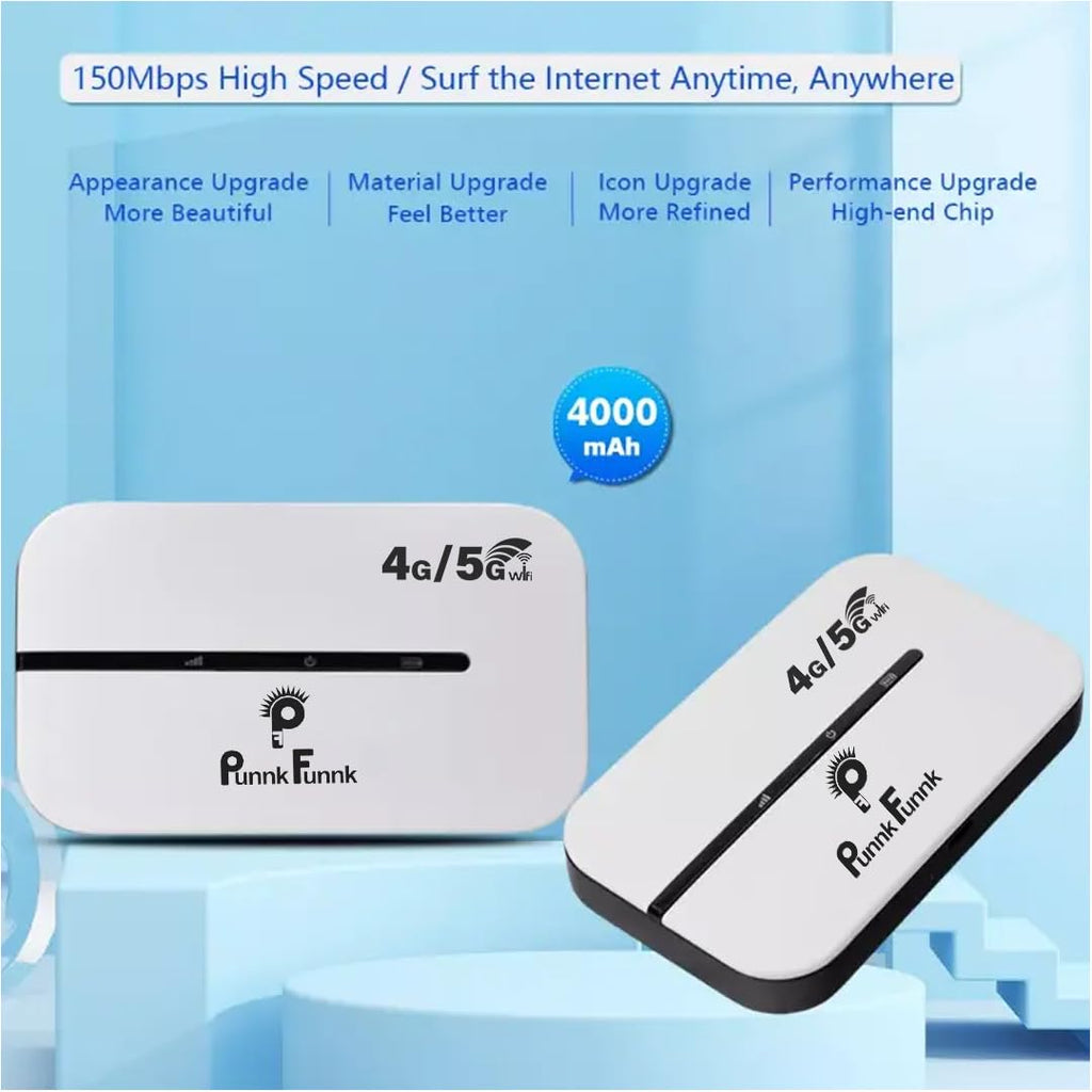 PunnkFunnk Mi-Fi 4G LTE Wireless Dongle with All Sim Network Support for Desktop & Laptops-White
