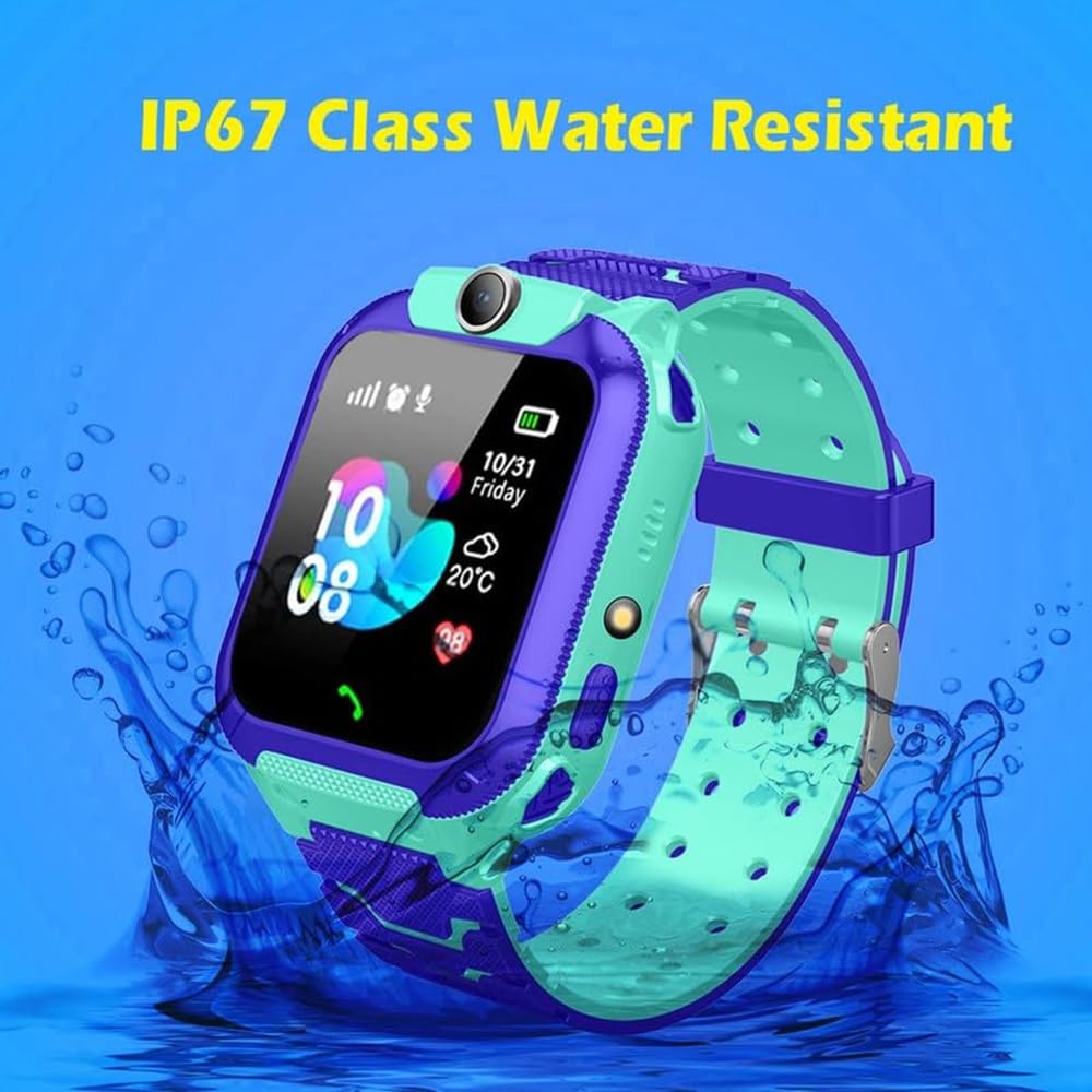 PunnkFunnk Kids Smartwatch LBS Location Tracking Voice Calling Remote Monitoring Geo-Fencing Function Smart Watch-Blue