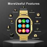 Melbon 24 K Gold Bluetooth Calling Smart Watch 1.9" HD Display Golden Strap Smartwatch for Women & Girls-Gold