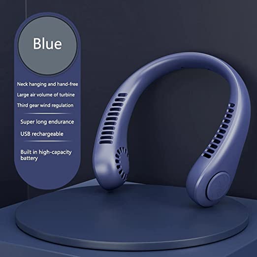 Melbon Portable Neck Fan, Hands Free Bladeless Fan, 4000 mAh Battery Operated USB Rechargeable Wearable Neck Fan, Headphone Design Personal Cooling Fan, 3 Speeds