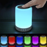 MELBON Touch Bedside Lamp with Bluetooth Speaker, Table Night Light 3 Touch Dimmable Modes and 7 Colors to Switch, Birthday Gift for Women Men Teens Kids
