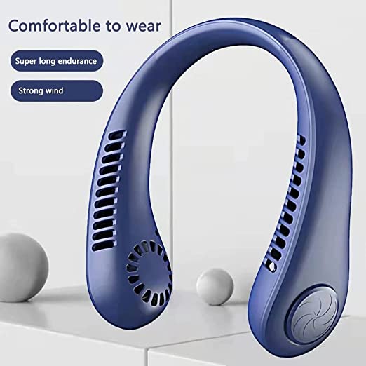 Melbon Portable Neck Fan, Hands Free Bladeless Fan, 4000 mAh Battery Operated USB Rechargeable Wearable Neck Fan, Headphone Design Personal Cooling Fan, 3 Speeds