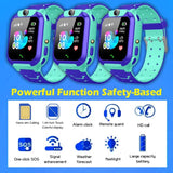 PunnkFunnk Kids Smartwatch LBS Location Tracking Voice Calling Remote Monitoring Geo-Fencing Function Smart Watch-Blue
