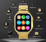 Melbon S9 Bluetooth Calling Smart Watch 1.9" AMOLED  Display Golden Strap Smartwatch for Women & Girls