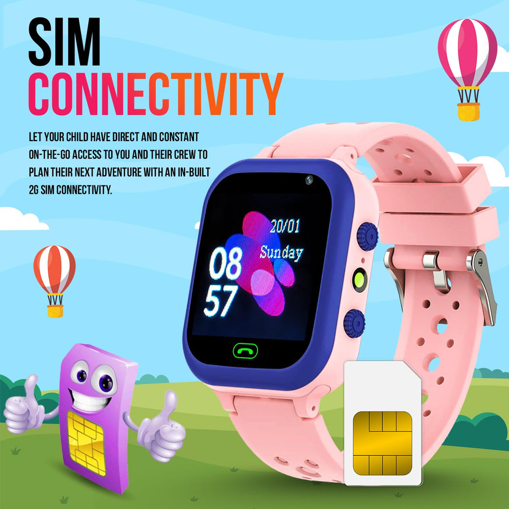Melbon Newly Launched Smartwatch 1.44" TFT Display 4G Sim Card  & IP67 Waterproof Smart Watch for Men & Women-Pink