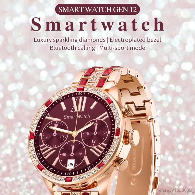 Melbon GEN 12 Smart Watch Bluetooth Calling, 1.3" AMOLED Display Smartwatch for Women & Girls-Red