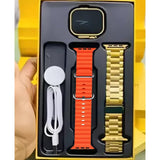 Melbon S9 Bluetooth Calling Smart Watch 1.9" AMOLED  Display Golden Strap Smartwatch for Women & Girls