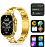 Melbon S9 Bluetooth Calling Smart Watch 1.9" AMOLED  Display Golden Strap Smartwatch for Women & Girls