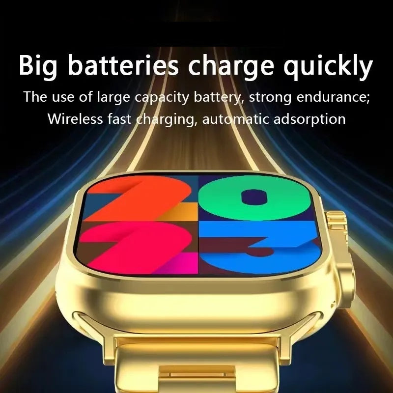 Melbon 24 K Gold Bluetooth Calling Smart Watch 1.9" HD Display Golden Strap Smartwatch for Women & Girls-Gold