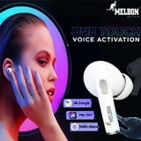 Melbon IPX5 Wireless Charge Loud Sound TWS Earbuds -White
