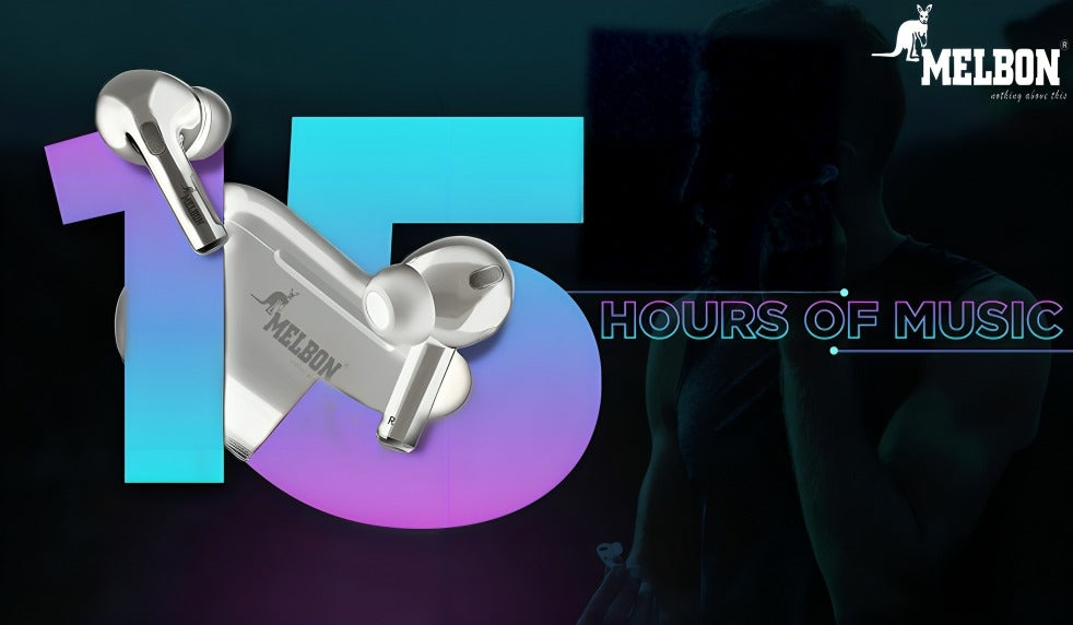 Melbon IPX5 Wireless Charge Loud Sound TWS Earbuds -White