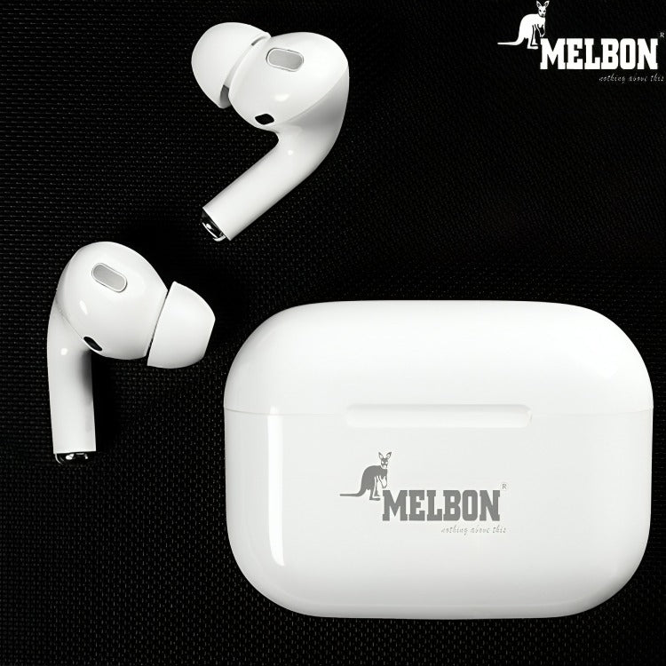 Melbon IPX5 Wireless Charge Loud Sound TWS Earbuds -White