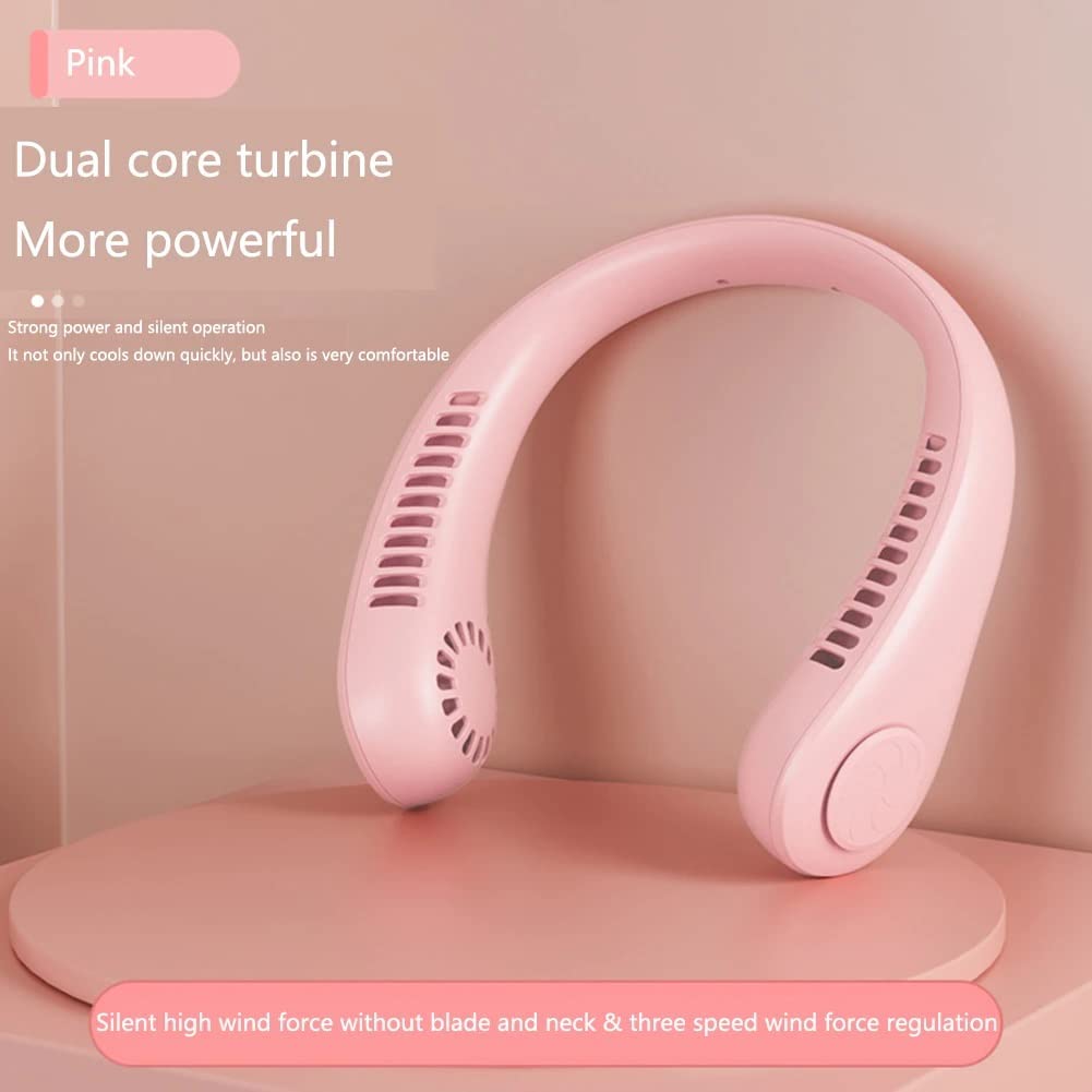 Melbon Portable Neck Fan, Hands Free Bladeless Fan, 4000 mAh Battery Operated USB Rechargeable Wearable Neck Fan, Headphone Design Personal Cooling Fan, 3 Speeds