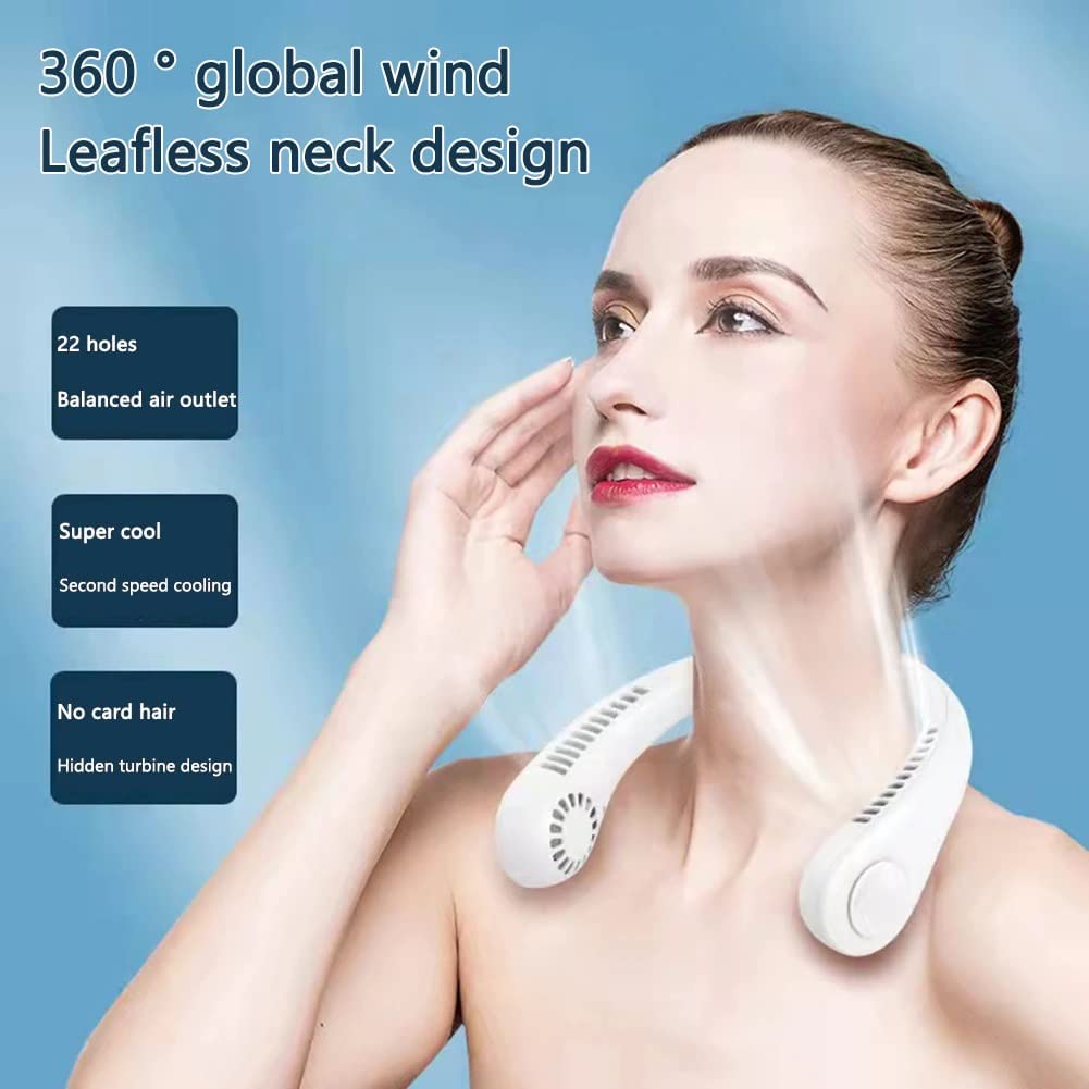 Melbon Portable Neck Fan, Hands Free Bladeless Fan, 4000 mAh Battery Operated USB Rechargeable Wearable Neck Fan, Headphone Design Personal Cooling Fan, 3 Speeds