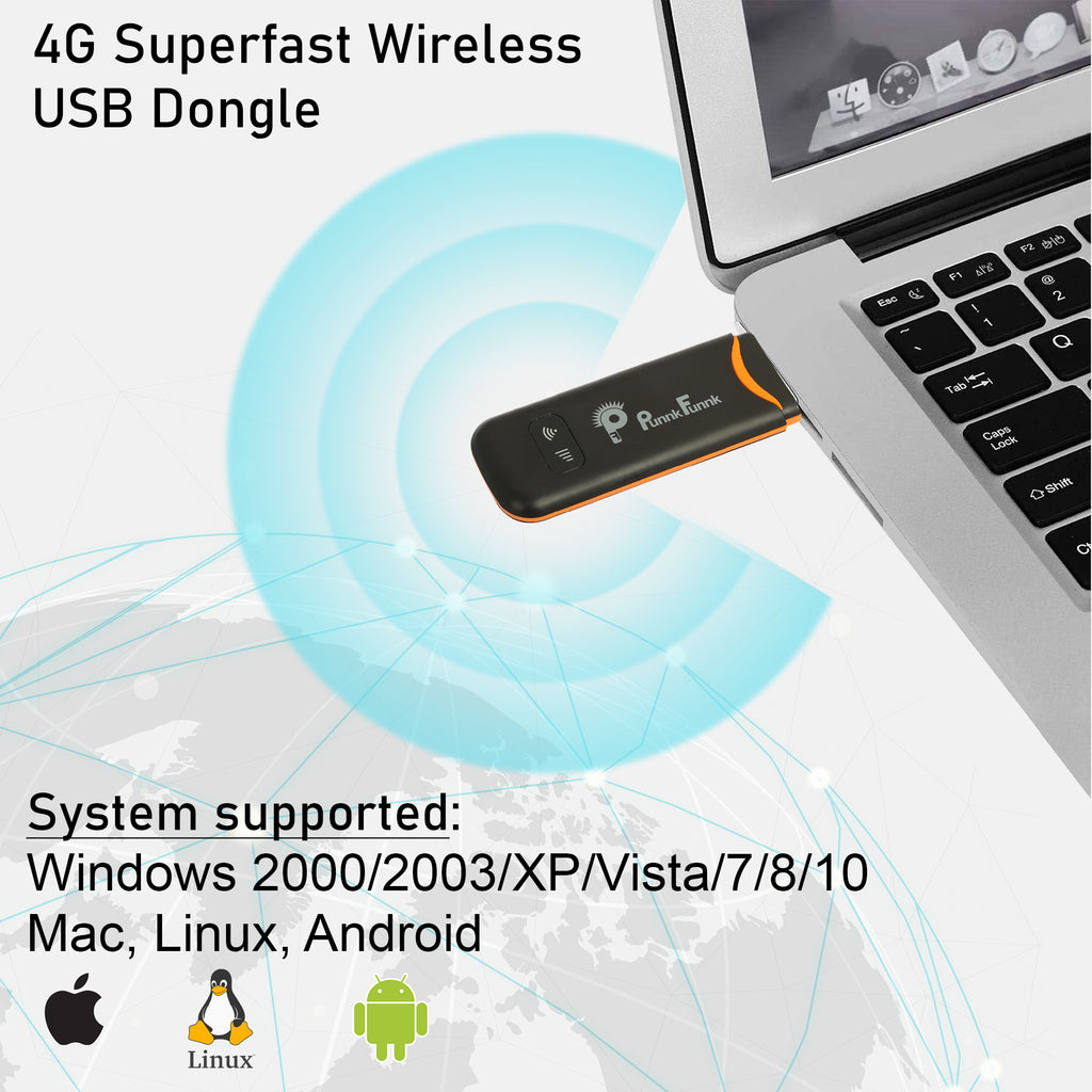 PunnkFunnk 4G LTE WiFi USB Dongle Stick with All SIM Network Support | 4G Data Card with up to 150Mbps Data Speed, Fast 4G Dongle, SIM Adapter Included, tri_Band