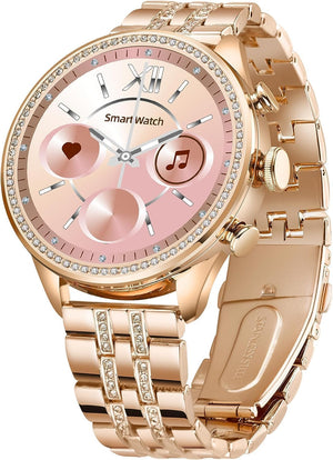 GameSir GEN 9 Smart Watch Bluetooth Calling, 1.3" AMOLED Display Smartwatch for Women & Girls-Rose Gold