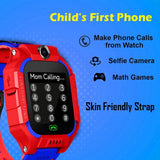 PunnkFunnk Kids Smartwatch LBS Location Tracking Voice Calling Remote Monitoring Geo-Fencing Function Smart Watch-Red