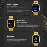 Melbon S9 Bluetooth Calling Smart Watch 1.9" AMOLED  Display Golden Strap Smartwatch for Women & Girls