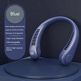 PunnkFunnk Portable Neck Fan, Hands Free Bladeless Fan, 4000 mAh Battery Operated USB Rechargeable Wearable Neck Fan, Headphone Design Personal Cooling Fan, 3 Speeds (Blue)