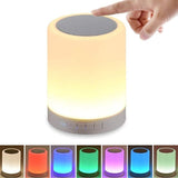 MELBON Touch Bedside Lamp with Bluetooth Speaker, Table Night Light 3 Touch Dimmable Modes and 7 Colors to Switch, Birthday Gift for Women Men Teens Kids