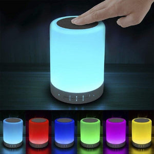MELBON Touch Bedside Lamp with Bluetooth Speaker, Table Night Light 3 Touch Dimmable Modes and 7 Colors to Switch, Birthday Gift for Women Men Teens Kids