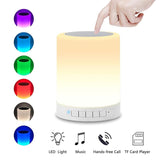 MELBON Touch Bedside Lamp with Bluetooth Speaker, Table Night Light 3 Touch Dimmable Modes and 7 Colors to Switch, Birthday Gift for Women Men Teens Kids