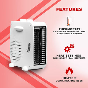 MELBON D1-905 2000-Watt Room Heater (ISI Certified, White Color) Fan Room Heater