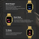 PunnkFunnk 24k Gold Version Smartwatch - Golden Bracelet Strap - Bluetooth Call, Wireless Charge, Fitness Tracker - Golden Version - Gold