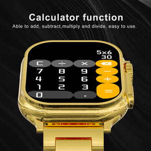 Melbon 24 K Gold Bluetooth Calling Smart Watch 1.9" HD Display Golden Strap Smartwatch for Women & Girls-Gold