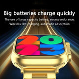 Melbon 24 K Gold Bluetooth Calling Smart Watch 1.9" HD Display Golden Strap Smartwatch for Women & Girls-Gold