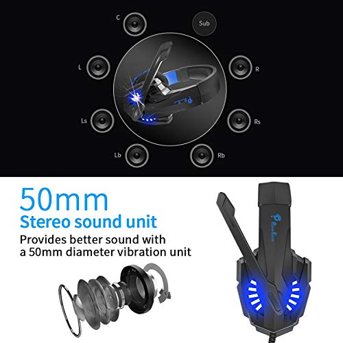PunnkFunnk K20 Over Ear Gaming Headphones with Mic Wired Headset