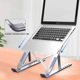 PunnkFunnk Adjustable Aluminum Foldable Portable Stand Compatible with MacBook Air Pro, HP, Lenovo, Dell, More 10-15.6” Laptops and Tablets (Silver)