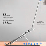 PunnkFunnk Adjustable Aluminum Foldable Portable Stand Compatible with MacBook Air Pro, HP, Lenovo, Dell, More 10-15.6” Laptops and Tablets (Silver)