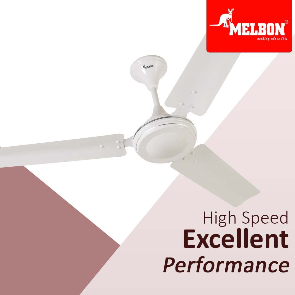 MELBON 48 Inch High Speed 1200 mm 3 Blade Ceiling Fan (White)